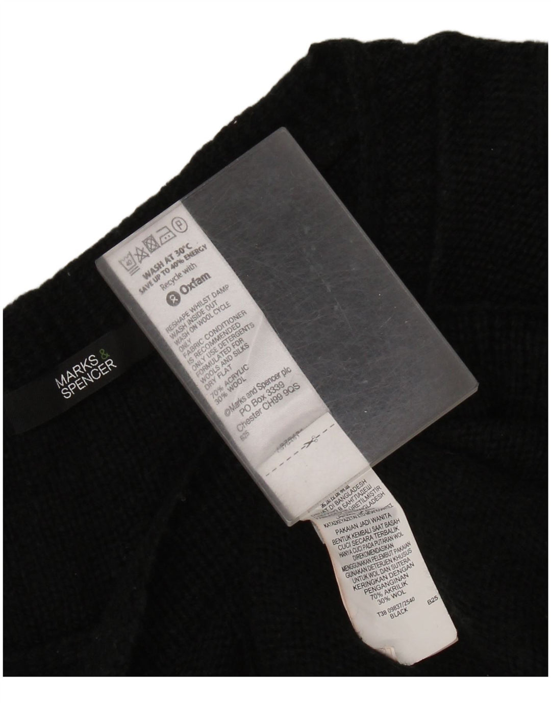 Marks & Spencer Damen Pulloverkleid UK 14 Medium Schwarz Acryl