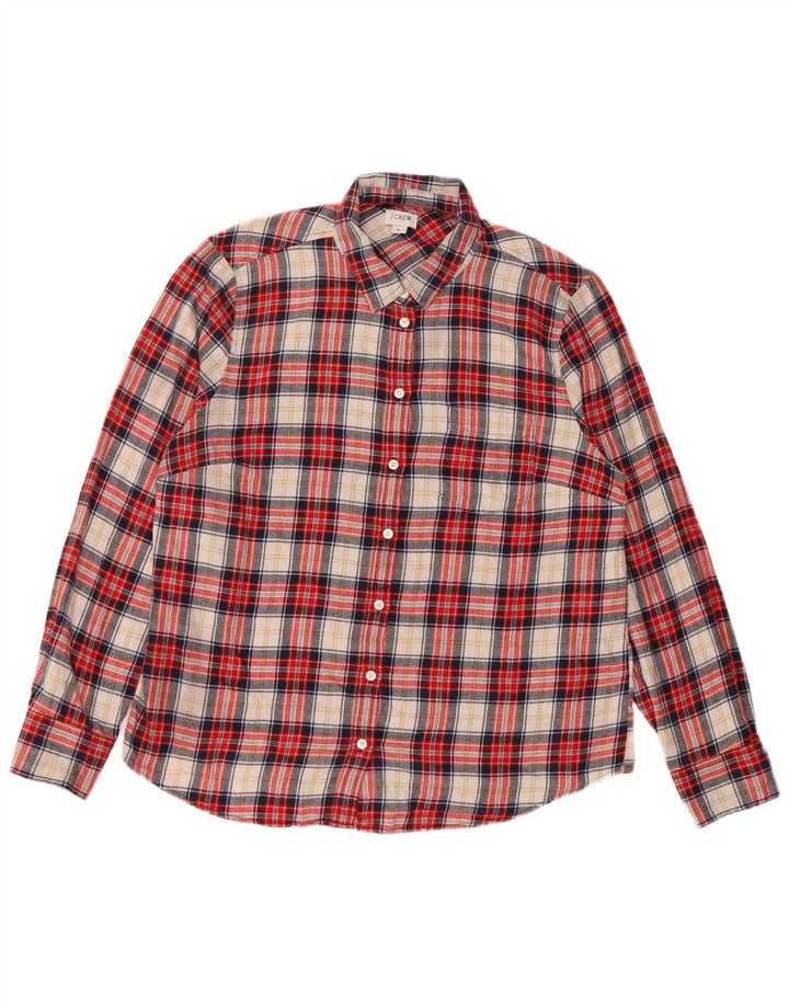 J. CREW Damen-Flanellhemd, UK 16, groß, rot kariert, Baumwolle