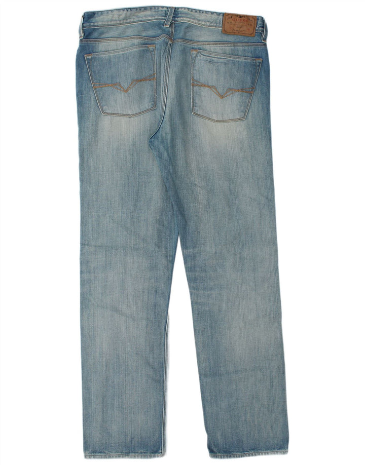 Guess Herren Straight Jeans W36 L34 Blaue Baumwolle