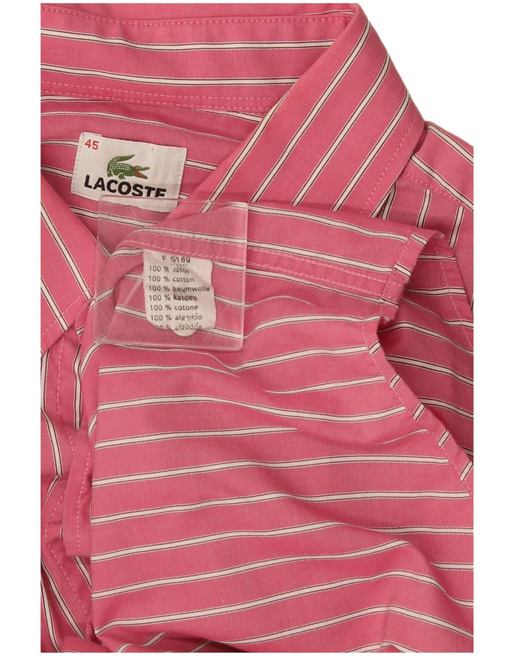 Lacoste Herrenhemd Größe 45 XL Rosa gestreifte Baumwolle