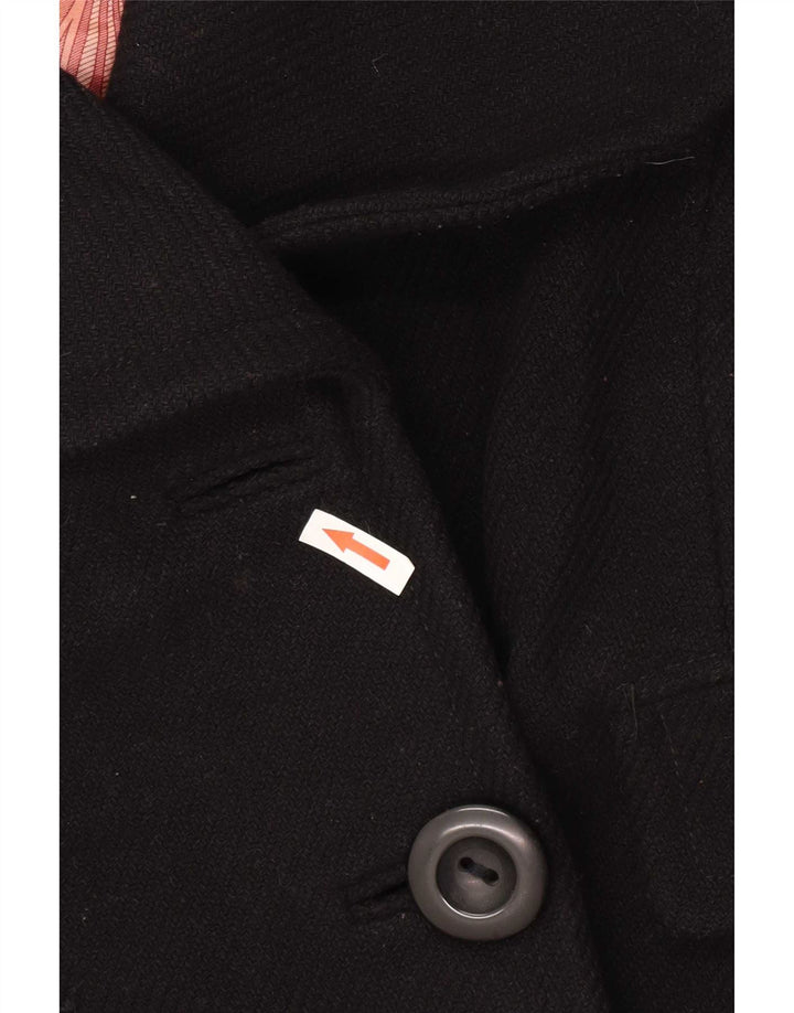Ted Baker Damen Pea Coat Größe 3 Mittelschwarze Schurwolle