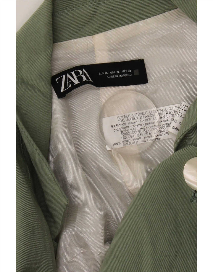 Zara Damen 1-Knopf-Blazerjacke UK 18 XL Grün Modal
