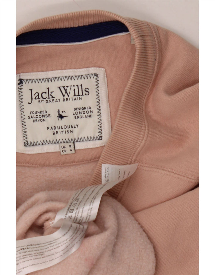 JACK WILLS Womens Oversized Crop Sweatshirt Jumper UK 8 Small  Pink Cotton Vintage Jack Wills and Second-Hand Jack Wills from Messina Hembry 