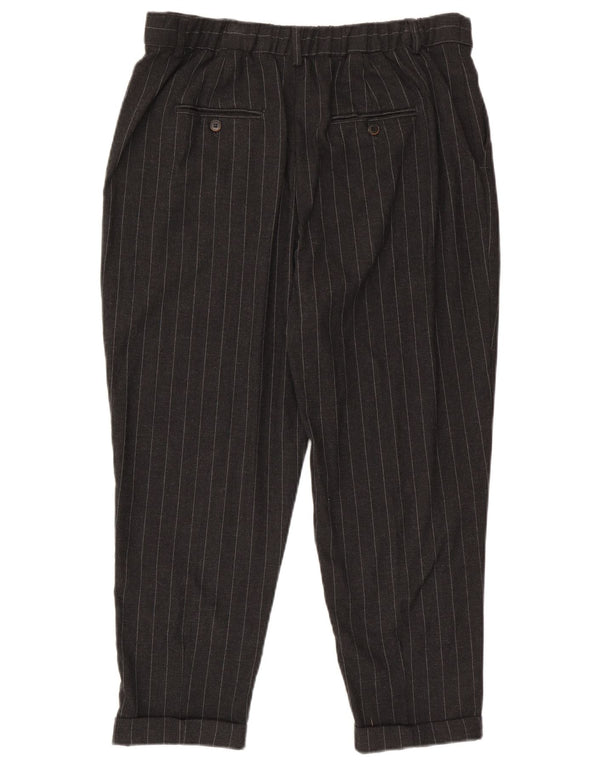 Zara Damen Tapered Chino-Hose XL W36 L24 Grau gestreifte Viskose