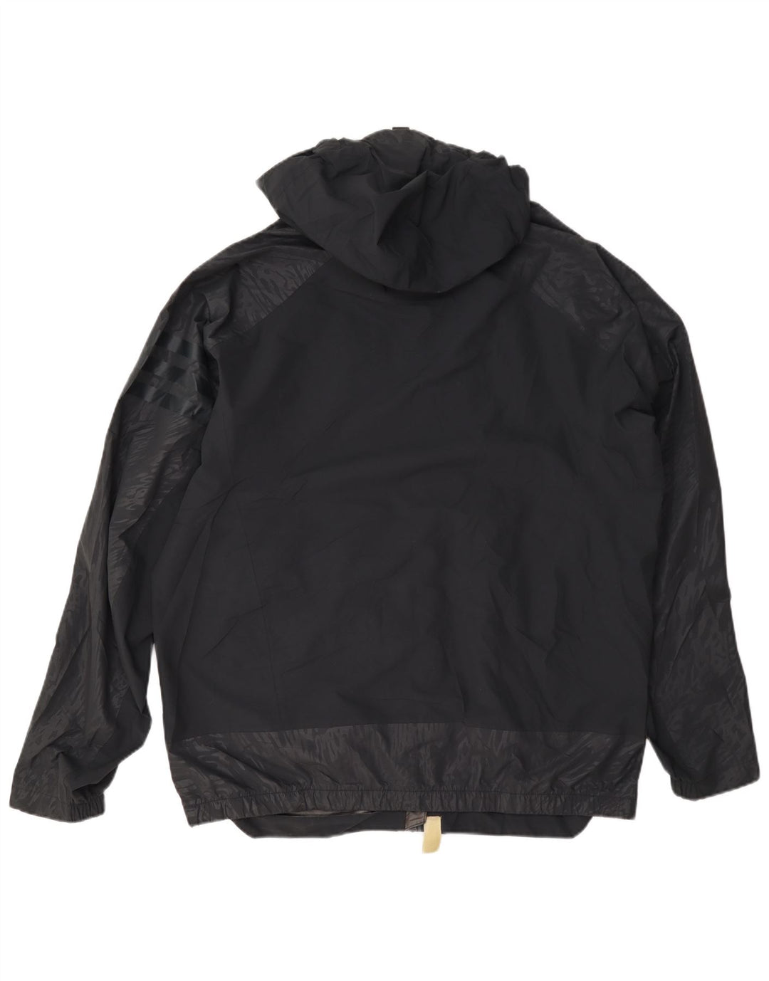 Adidas Herren-Regenjacke mit Kapuze, Größe 40, groß, schwarz, geometrisch