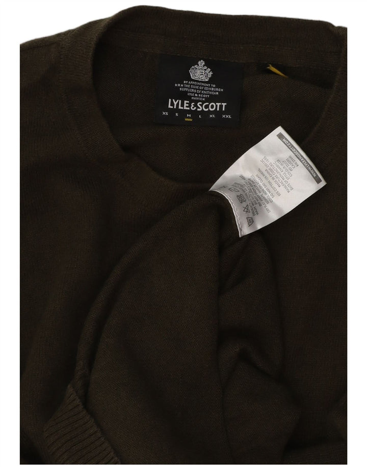 LYLE & SCOTT Herren-Pullover mit Rundhalsausschnitt, mittlere Khaki-Baumwolle