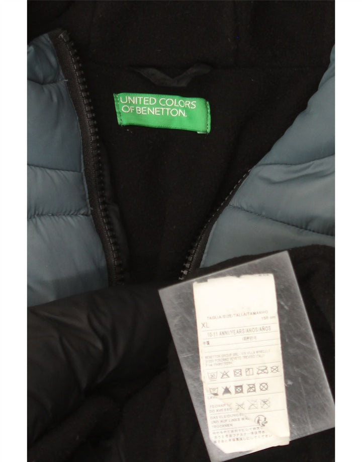 BENETTON Jungen gepolsterte Jacke mit Grafik, 10–11 Jahre, XL, Schwarz, Farbblock