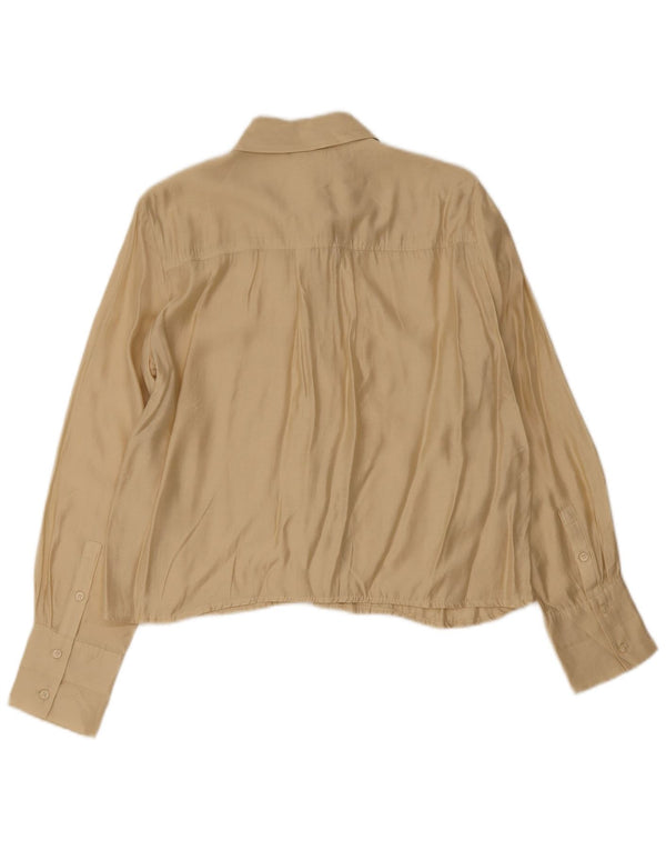 Vintage Damen Hemdbluse UK 14 Medium Beige
