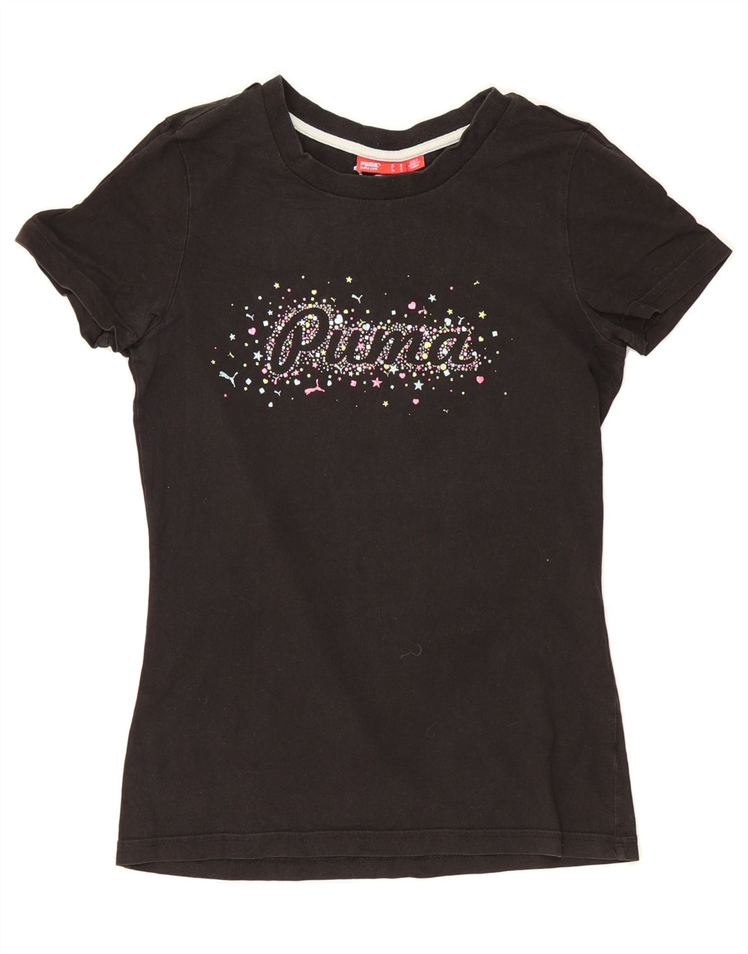 PUMA Womens Graphic T-Shirt Top UK 12 Medium Black Vintage Puma and Second-Hand Puma from Messina Hembry 