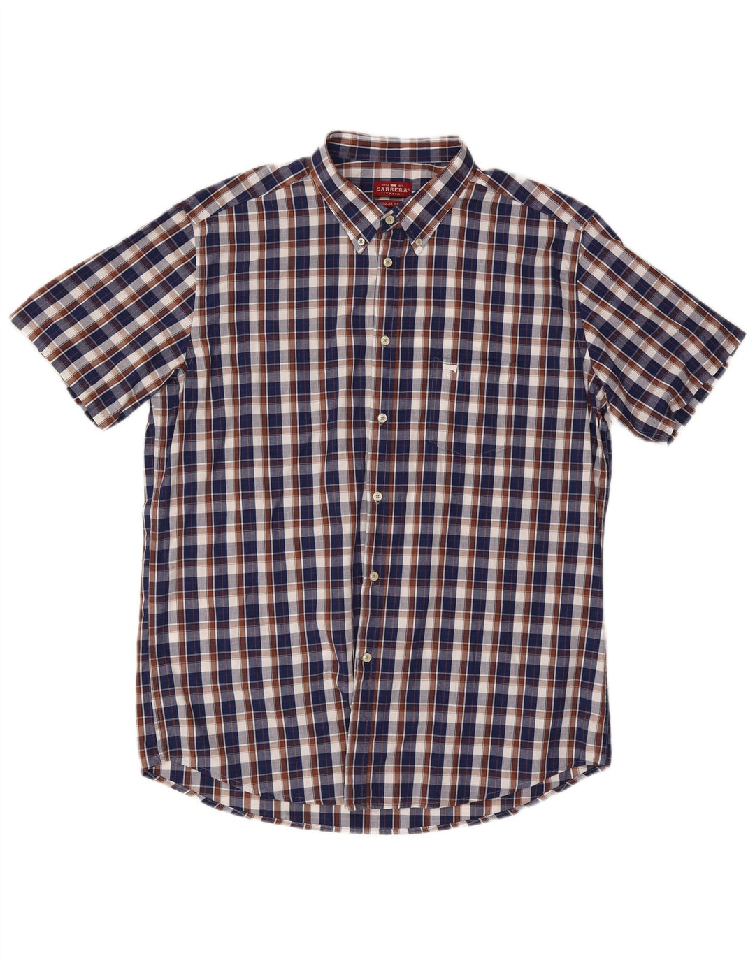 Carrera Herren Kurzarm-Hemd mit normaler Passform, 2XL, Marineblau kariert