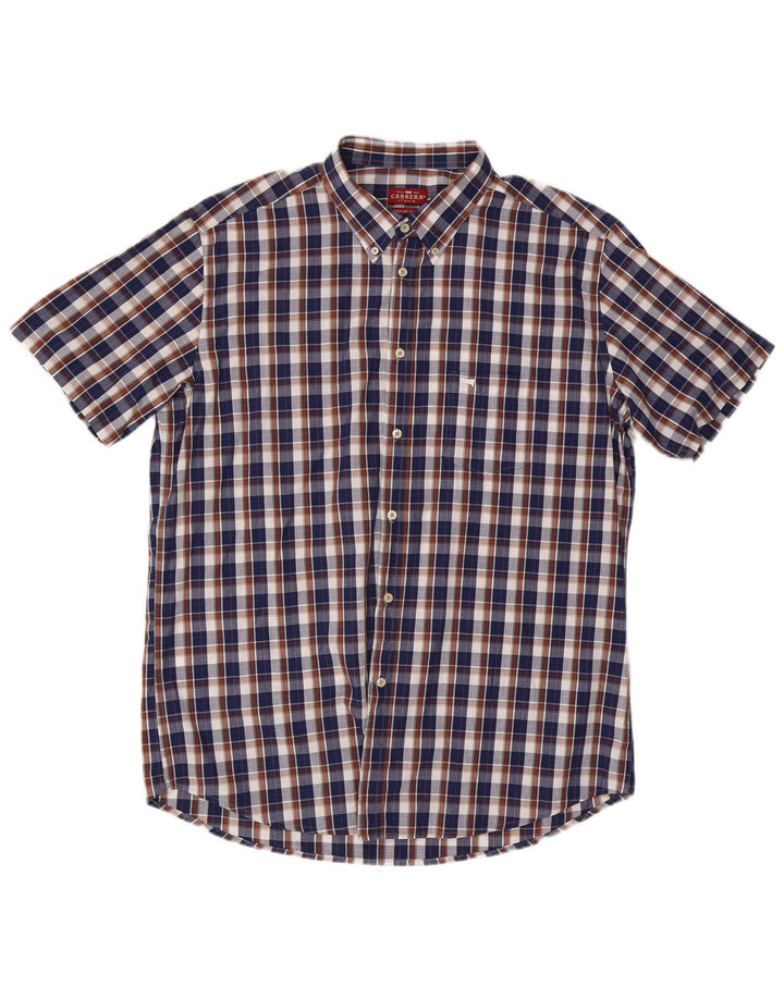 Carrera Herren Kurzarm-Hemd mit normaler Passform, 2XL, Marineblau kariert