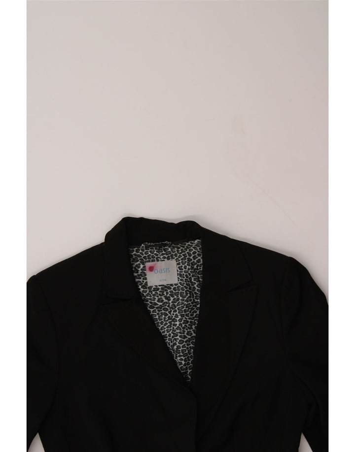 OASIS Womens 1 Button Blazer Jacket UK 8 Small  Black Polyester Vintage Oasis and Second-Hand Oasis from Messina Hembry 