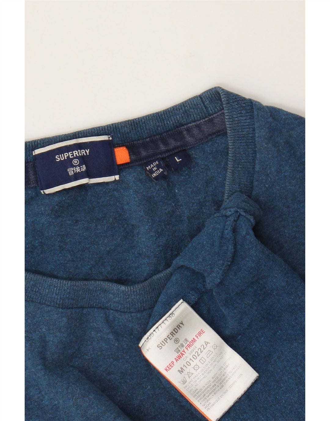 Superdry Herren-T-Shirt-Oberteil, groß, blau gefleckte Baumwolle