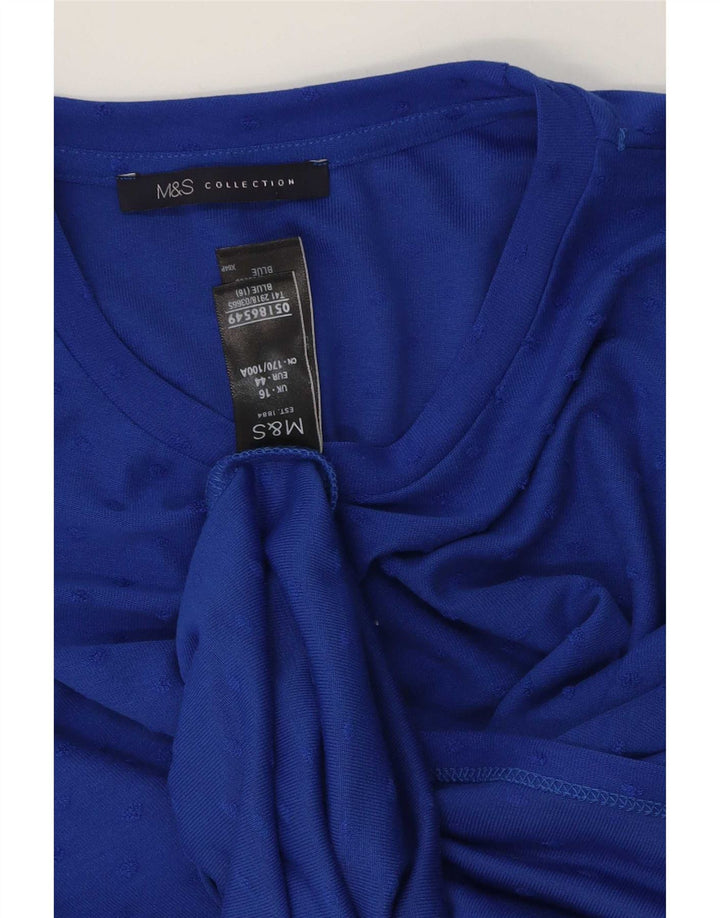Marks & Spencer Damen T-Shirt Top UK 16 Large Blau gepunktete Viskose