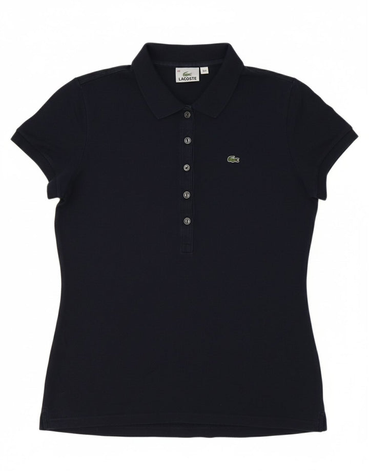 LACOSTE Womens Polo Shirt Size 44 Large Navy Blue Cotton