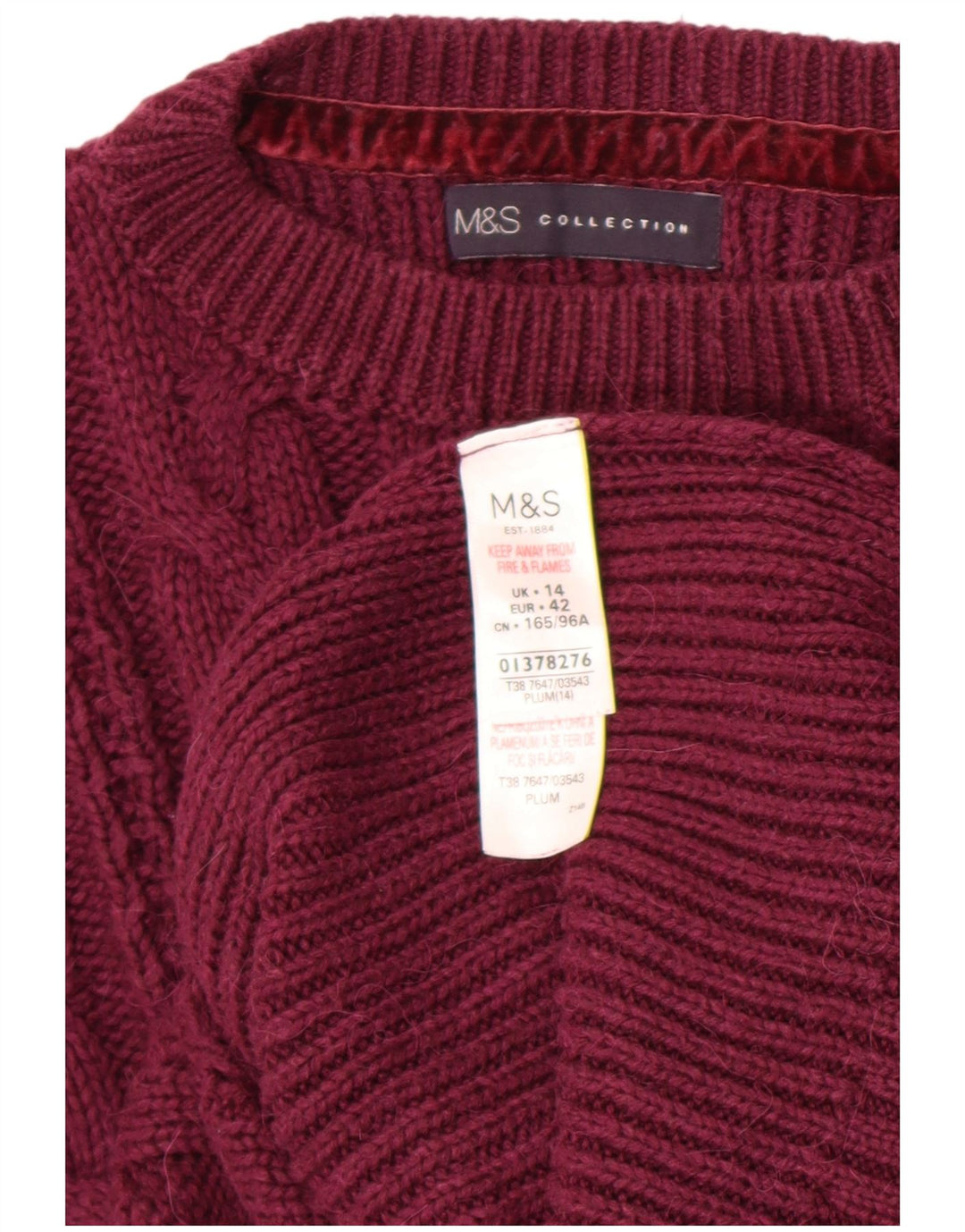 Marks & Spencer Damen-Pullover mit Rundhalsausschnitt, Gr. 14, mittleres Kastanienbraun