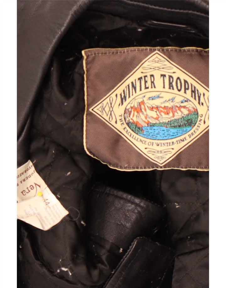 Vintage Damen Leder Bikerjacke IT 44 Medium Schwarz