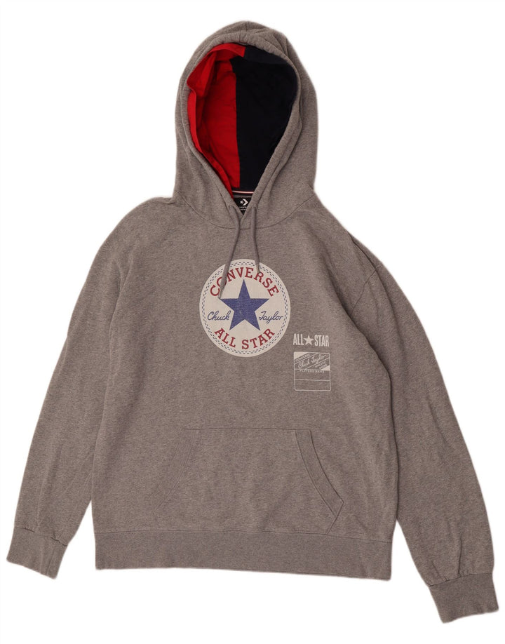 Converse Herren-Kapuzenpullover mit Grafik, groß, graue Baumwolle