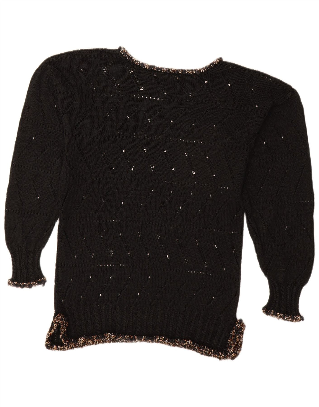 VINTAGE Damen-Pullover mit U-Boot-Ausschnitt, Gr. 14, mittelschwarz