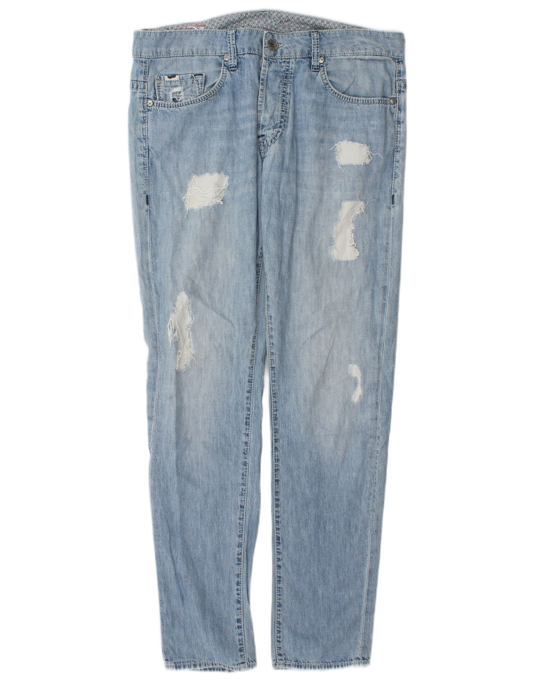 Gas Herren Distressed Slim Jeans W34 L32 Blaue Baumwolle