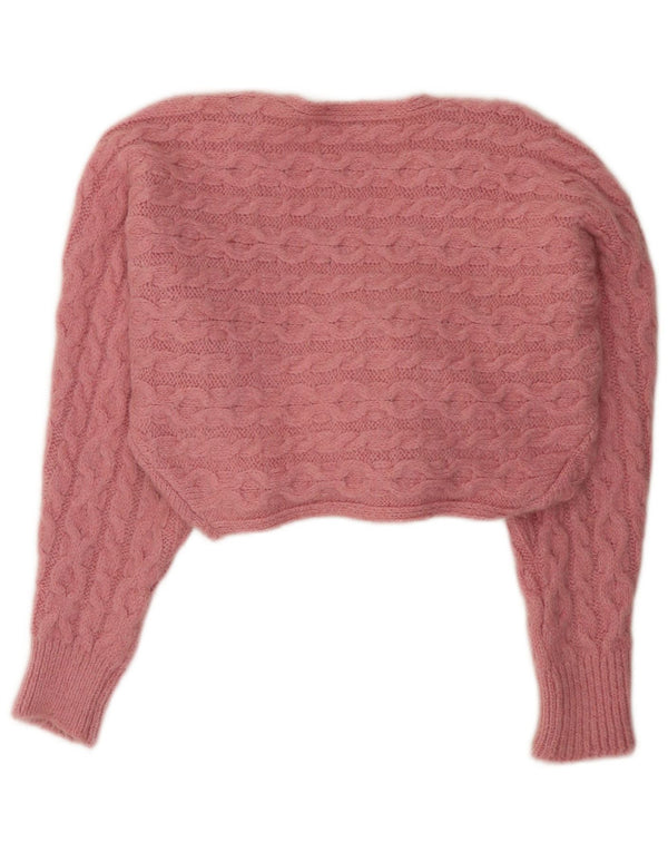 Zara Damen Crop Oversized Cardigan Pullover UK 10 Small Rosa Acryl