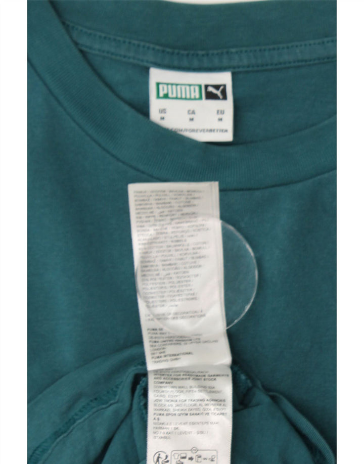 PUMA Herren Grafik-T-Shirt-Oberteil aus mittelgrüner Baumwolle