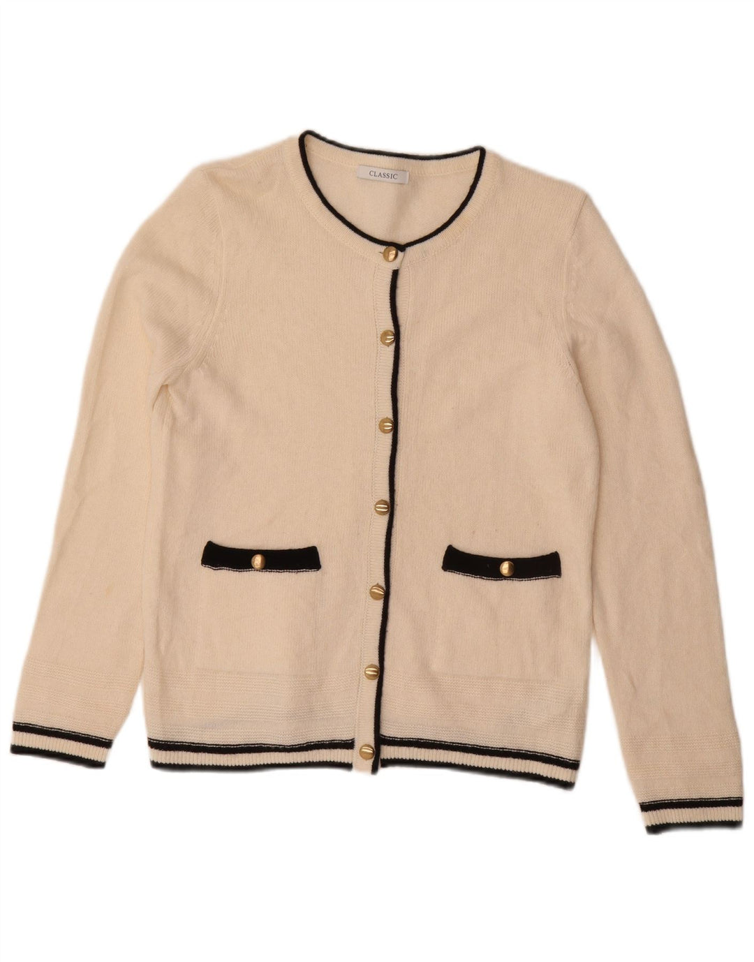 Marks & Spencer Damen-Cardigan-Pullover, Gr. 10, Small, gebrochenes Weiß, Farbblock