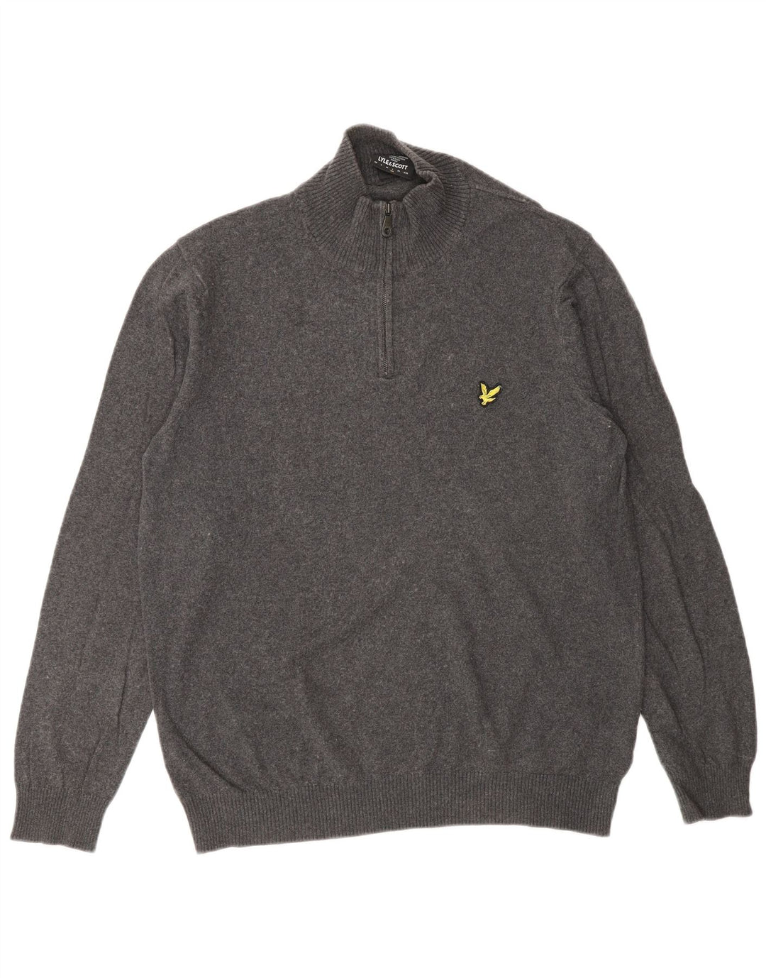 Lyle & Scott Herren-Pullover mit Reißverschluss am Hals, große Baumwolle, Grau