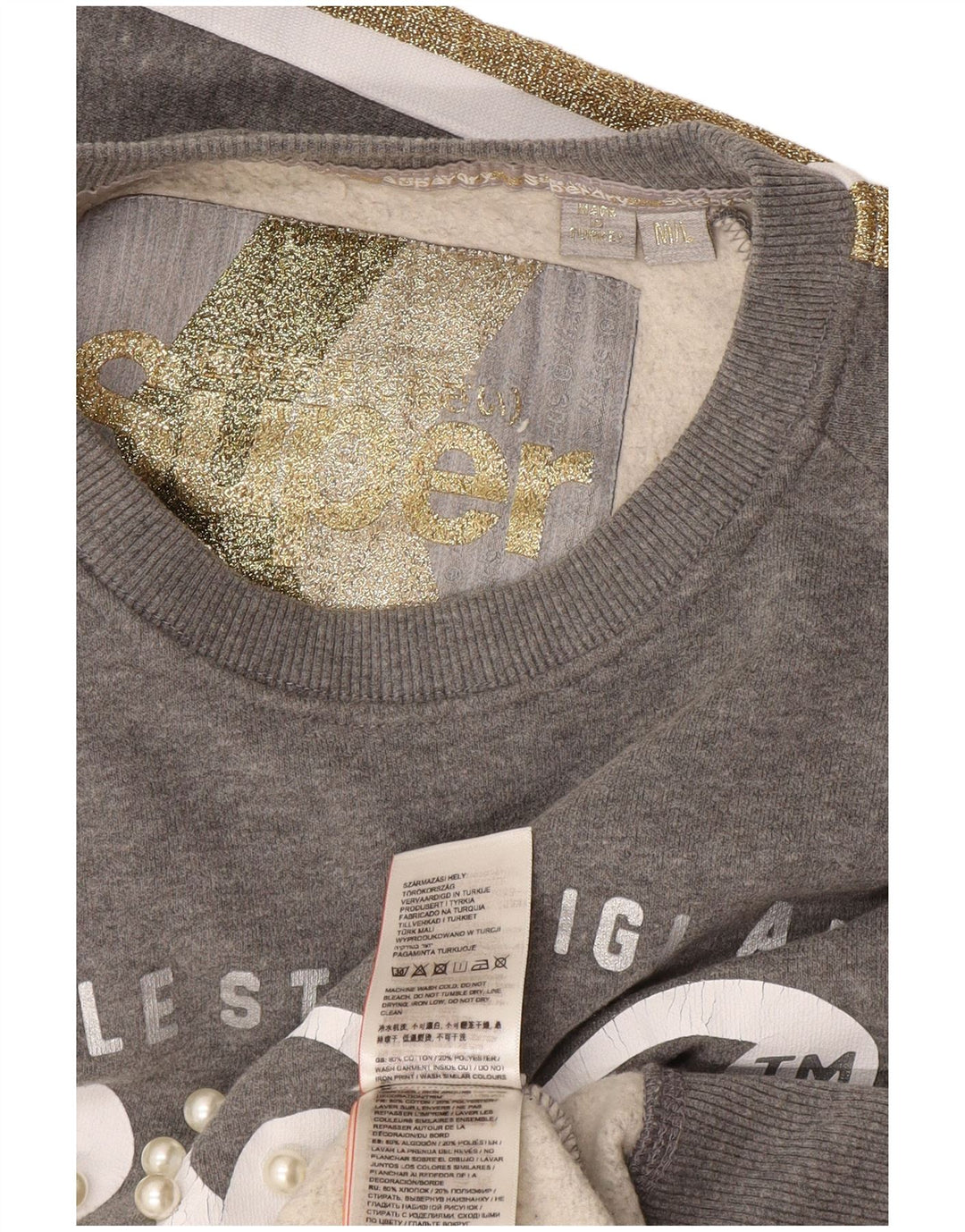 Superdry Damen-Sweatshirt in Übergröße, Größe UK 14, Mittelgrau, Farbblock