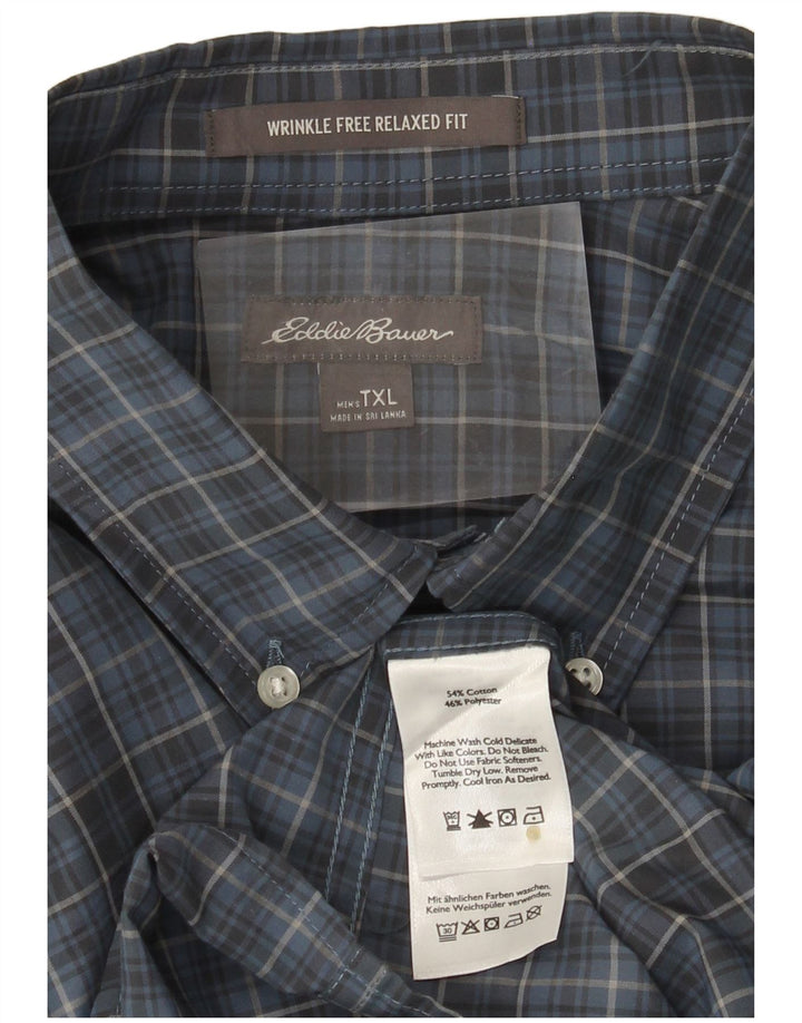 EDDIE BAUER Herren-Hemd, groß, entspannte Passform, XL, blau kariert, Baumwolle