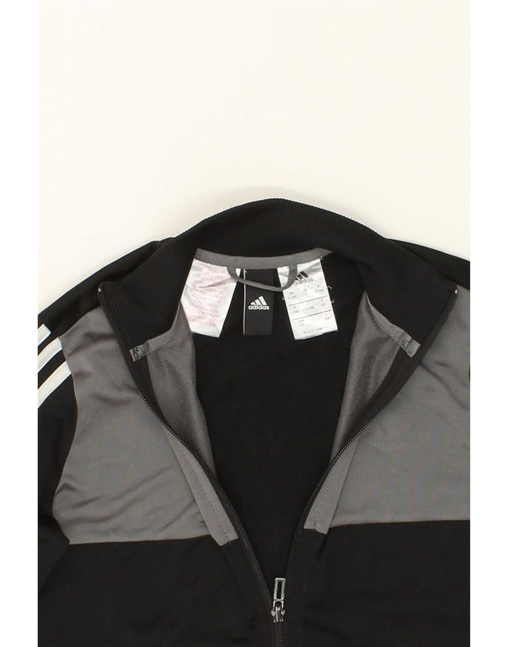 ADIDAS Boys Tracksuit Top Jacket 9-10 Years Black Colourblock Polyester Vintage Adidas and Second-Hand Adidas from Messina Hembry 