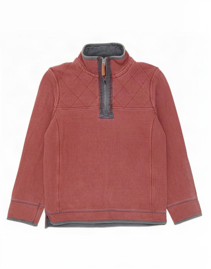 Fat Face Herren-Sweatshirt mit Reißverschluss am Hals, mittelrote Baumwolle
