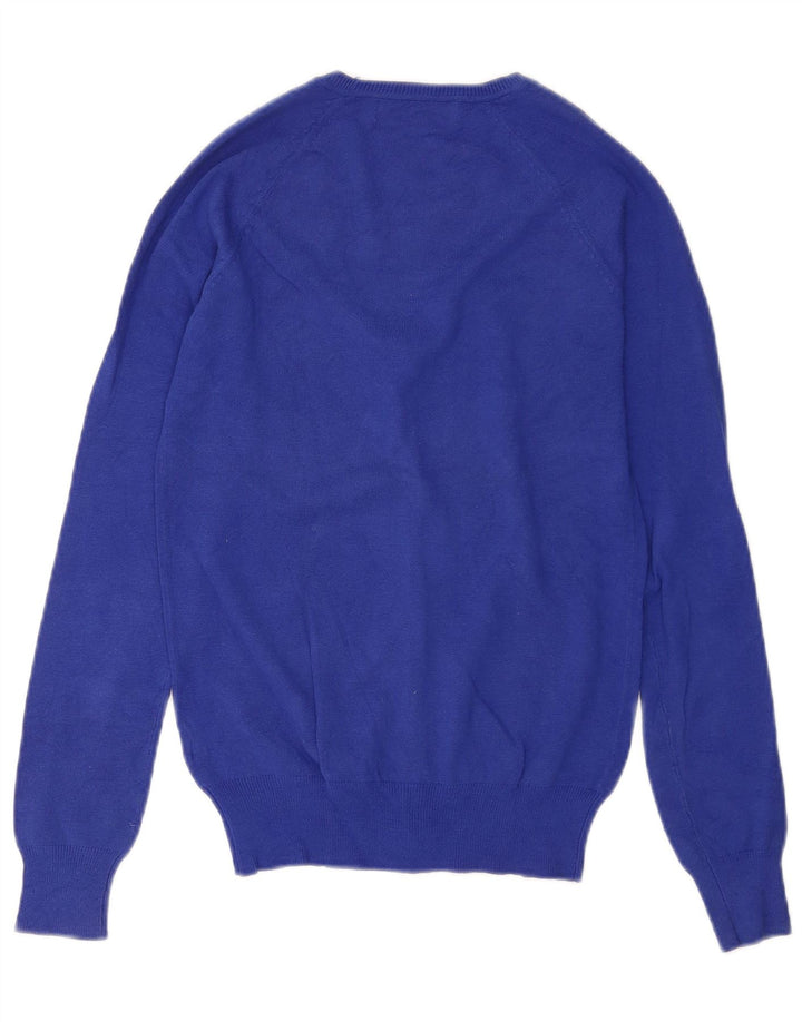 Zara Damen-Cardigan-Pullover UK 12 Mittelblaue Baumwolle