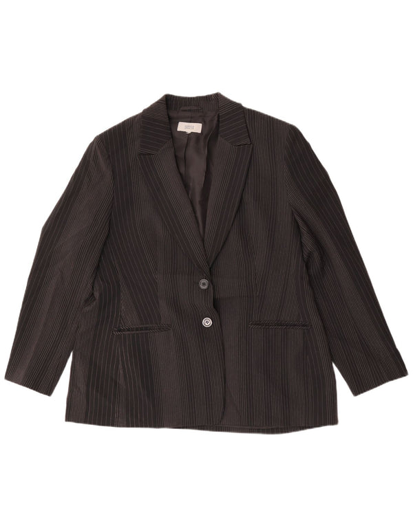 Marks & Spencer Damen-Blazer mit 2 Knöpfen, Gr. 14, Schwarz, Nadelstreifen