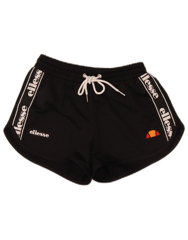 Ellesse Womens Graphic Sport Shorts UK 8 Small Schwarz