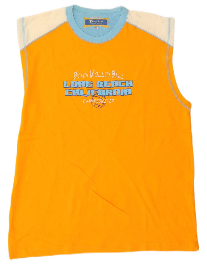 Champion Herren Grafik-Weste Top 2XL Orange Colourblock Baumwolle