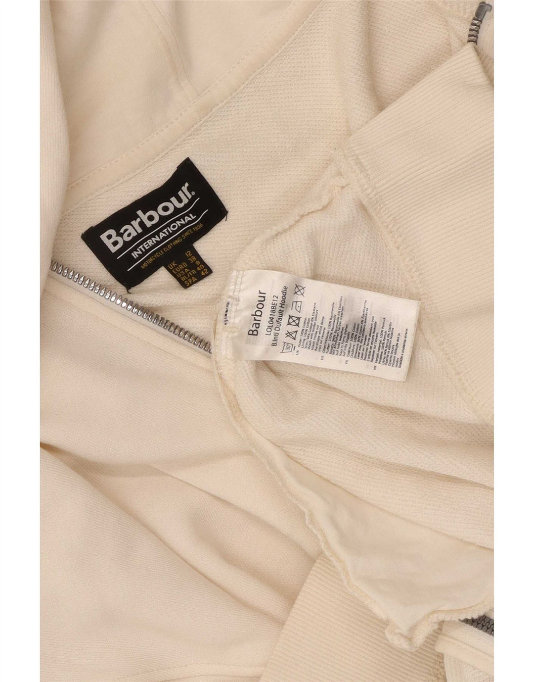 Barbour Herren-Kapuzenpullover mit Reißverschluss, UK 12, mittelgrau, Baumwolle