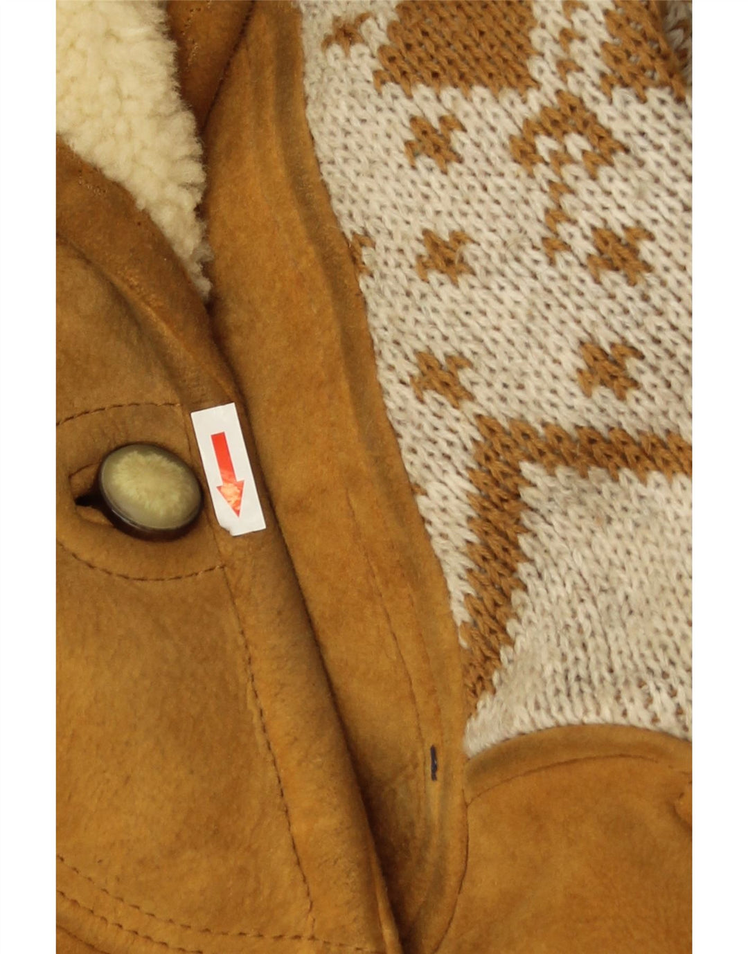 Vintage Damen Übergroße Jacke EU 46 XL Beige Argyle/Diamant