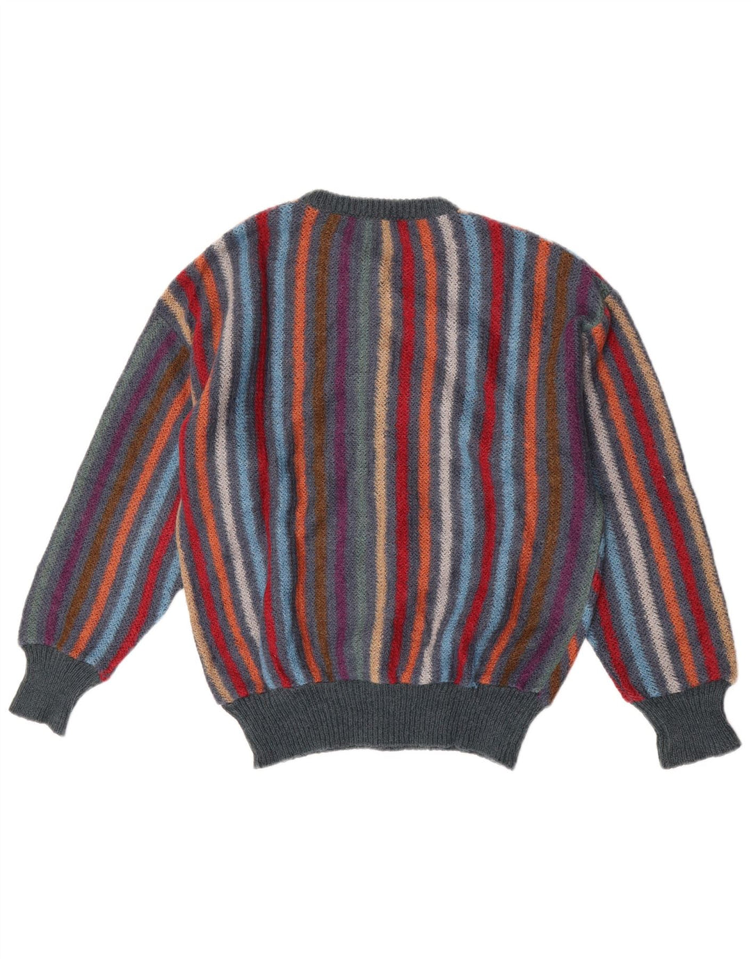 Vintage Damen Cardigan Pullover UK 14 Medium Mehrfarbig gestreift Wolle