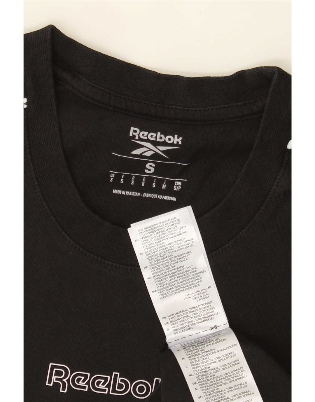 Reebok Herren T-Shirt Top Small Schwarz Baumwolle
