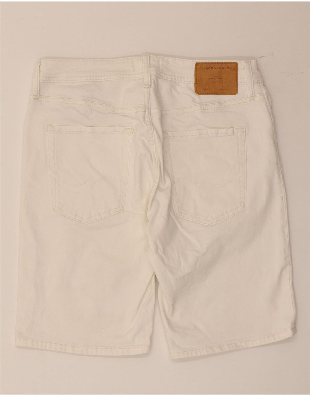 JACK & JONES Herren-Jeansshorts mit normaler Passform, Größe M, W32, weiße Baumwolle