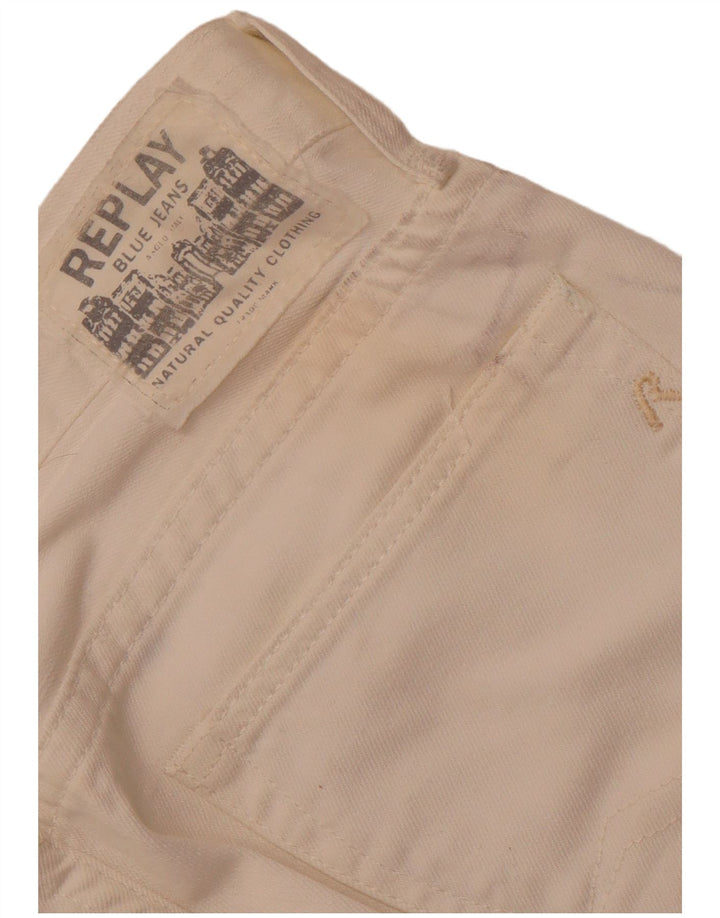 Gerade Jeans für Damen von REPLAY, W33, L28, cremefarbene Baumwolle