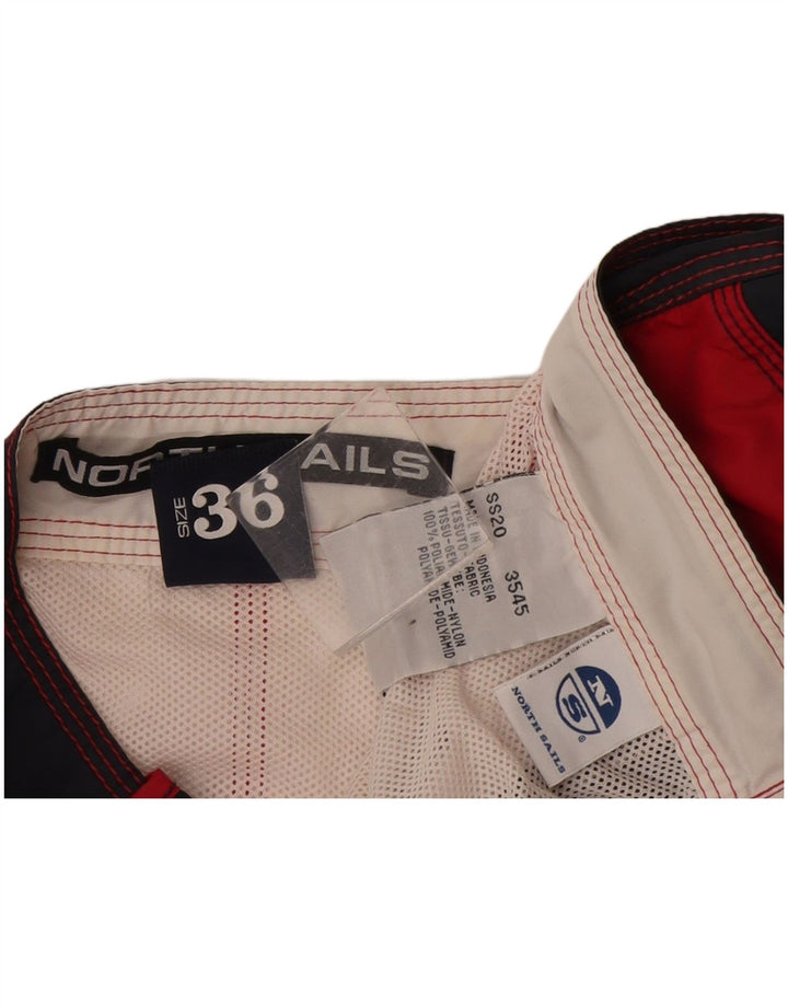 North Sails Herren-Badeshorts, groß, rot, Colourblock-Polyamid