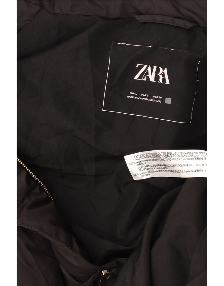 Zara Damen-Mantel mit Kapuze, ärmellos, gepolstert, UK 16, Größe L, Schwarz, Polyester