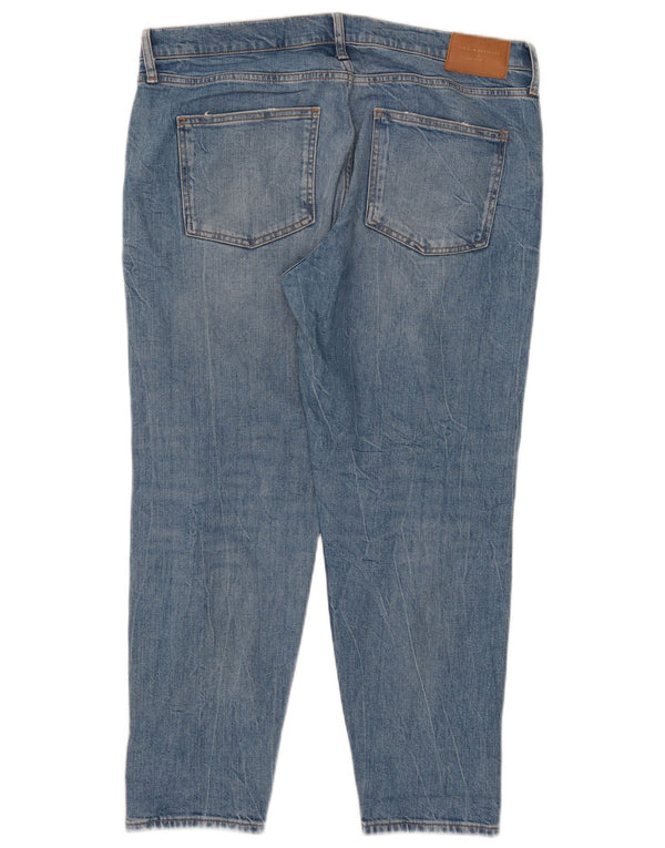 Zara Damen Distressed Cropped Jeans EU 44 XL W34 L27 Blaue Baumwolle