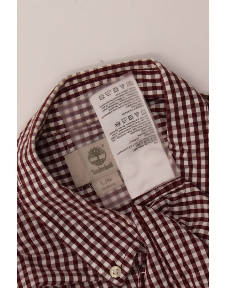 Timberland Herren Slim-Fit-Hemd, groß, kastanienbraun, Gingham-Baumwolle