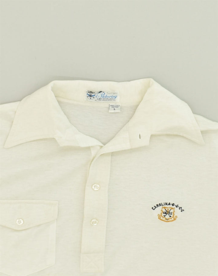 PICKWICK Mens Polo Shirt Large White Cotton | Vintage Pickwick | Thrift | Second-Hand Pickwick | Used Clothing | Messina Hembry 