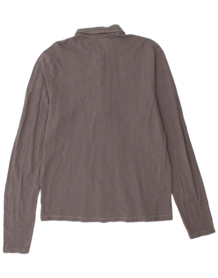 TOMMY HILFIGER Herren Grafik Langarm Poloshirt XL Grau