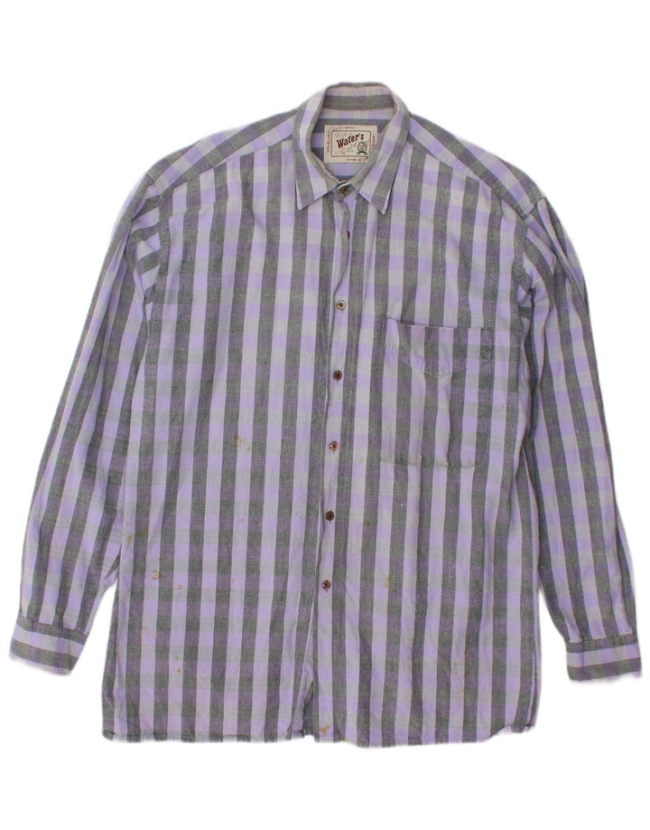 VINTAGE Mens Shirt Medium Purple Check