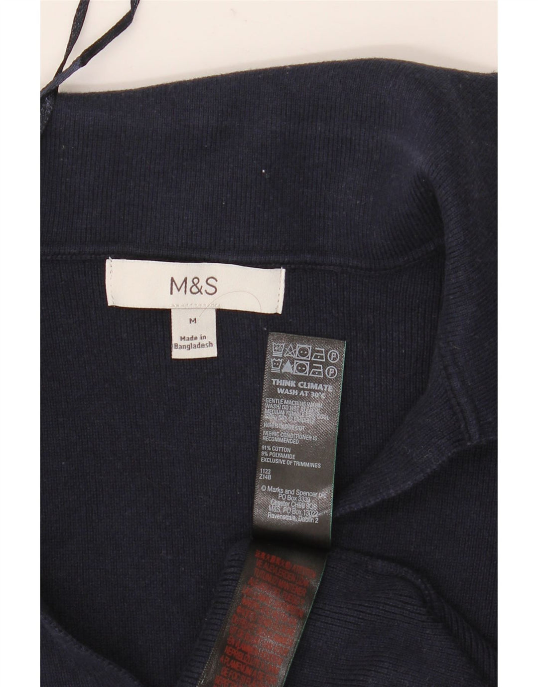 Marks & Spencer Damen Poloshirt UK 12 Medium Marineblau Baumwolle